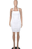 Women Fashion Halter Neck Sexy Glistening Backless Bodycon Hip Mini Dress WMZ 2702