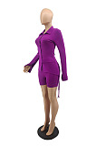 Wholesale New Women Long Sleeve Lapel Neck Single-Breasted Drawsting Shirt Shorts Casual Suit MTY6610
