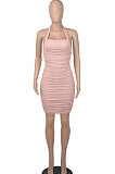 Women Fashion Halter Neck Sexy Glistening Backless Bodycon Hip Mini Dress WMZ 2702