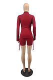 Wholesale New Women Long Sleeve Lapel Neck Single-Breasted Drawsting Shirt Shorts Casual Suit MTY6610