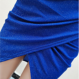 Euramerican Sexu Condole Belt Deep V Collar Glistening Hip Ruffle Mini Dress WMZ2712