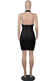 Women Fashion Halter Neck Sexy Glistening Backless Bodycon Hip Mini Dress WMZ 2702