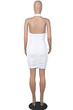 Women Fashion Halter Neck Sexy Glistening Backless Bodycon Hip Mini Dress WMZ 2702