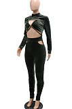 Euramerican Solid Color Velvet Sexy Bandage Long Sleeve Bodycon Jumpsuits CCY9522