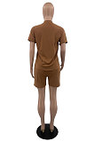 New Simple Women Letter Printed Short Sleeve Shorts Casual Sport Suit OEP6321