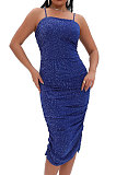 Condole Belt Sexy Glistening Split Ruffle Mini Dress WMZ2714