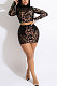 Euramerican Fashion Long Sleeve Perspectivity Sexy Sequins Skirts Sets CCY9529