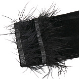 Sexy Fashion Feather Collect Waist Velvet Skinny Mini Dress CCY9526