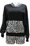 Trendy Casual Simplee Leopard Hoodie Top Shorts Sets CCY9532