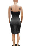 Euramerican Sexu Condole Belt Deep V Collar Glistening Hip Ruffle Mini Dress WMZ2712
