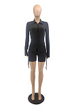 Wholesale New Women Long Sleeve Lapel Neck Single-Breasted Drawsting Shirt Shorts Casual Suit MTY6610