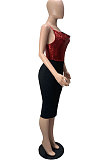 Sequins Spliced Tight Condoel Belt Zipper Split Mini Dress WMZ 2711