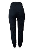 Casual Women New Pure Color With Belt Cargo Pants LS6298 