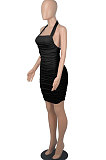 Women Fashion Halter Neck Sexy Glistening Backless Bodycon Hip Mini Dress WMZ 2702