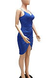 Euramerican Sexu Condole Belt Deep V Collar Glistening Hip Ruffle Mini Dress WMZ2712