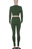 Women Solid Color Hollow Out Crop Fashion Casual Pants Sets WMZ0099