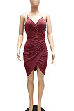 Euramerican Sexu Condole Belt Deep V Collar Glistening Hip Ruffle Mini Dress WMZ2712