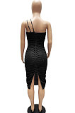 Condole Belt Sexy Glistening Split Ruffle Mini Dress WMZ2714