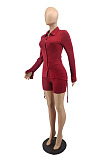 Wholesale New Women Long Sleeve Lapel Neck Single-Breasted Drawsting Shirt Shorts Casual Suit MTY6610