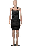 Women Fashion Halter Neck Sexy Glistening Backless Bodycon Hip Mini Dress WMZ 2702