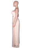Women Gauze Condole Belt Zipper Strapless Sexy Wide Leg Jumpsuits Q8022