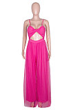 Women Gauze Condole Belt Zipper Strapless Sexy Wide Leg Jumpsuits Q8022