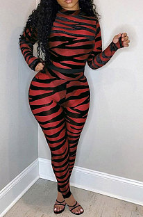 Euramerican Women Stripe Printing Mesh Spaghetti Perspectivity Sexy Bodycon Jumpsuits Q8020