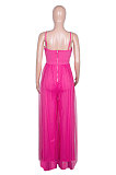Women Gauze Condole Belt Zipper Strapless Sexy Wide Leg Jumpsuits Q8022