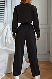 Women Pure Color Long Sleeve Sexy Crop Three Pieces XQ1160