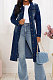 Fashion Women Hole Long Sleeve Lapel Neck Single-Breasted Cardigan Jeans Long Coat JLX3523
