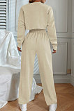Women Pure Color Long Sleeve Sexy Crop Three Pieces XQ1160