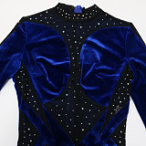 Fashion Women Long Sleeve Perspectivity Mesh Spaghetti Skinny Bodycon Jumpsuits CCY9538