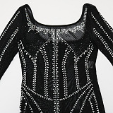 Trendy Sexy Casual A Word Collar Bling Bling PerspectivityBodycon Jumpsuits  CCY9536