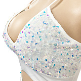 Euramerican Fashion Sexy Irregluar Condole Belt Hollow Out Split Bandage Mini Dress XZ5309