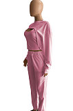 Women Pure Color Long Sleeve Sexy Crop Three Pieces XQ1160