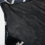 Velvet Printing Spliced Sexy Mesh Spaghetti Perspectivity Sleeveless Hip Bodycon Mini Dress CCY9546