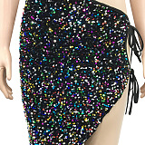 Euramerican Fashion Sexy Irregluar Condole Belt Hollow Out Split Bandage Mini Dress XZ5309