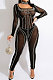 Trendy Sexy Casual A Word Collar Bling Bling PerspectivityBodycon Jumpsuits  CCY9536