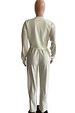 Women Pure Color Long Sleeve Sexy Crop Three Pieces XQ1160