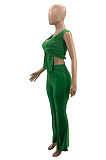 Women Sexy Irregular Knotted Tops High Waist Flare Pants Solid Color Party Suit SZS2006