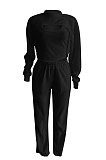 Women Pure Color Long Sleeve Sexy Crop Three Pieces XQ1160