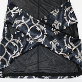 Velvet Printing Spliced Sexy Mesh Spaghetti Perspectivity Sleeveless Hip Bodycon Mini Dress CCY9546