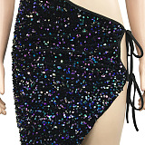 Euramerican Fashion Sexy Irregluar Condole Belt Hollow Out Split Bandage Mini Dress XZ5309