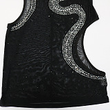 Sexy Fashion Perspectivity Side Hollow Out Snakelike Hot Drilling Sleeveless Hip Pullover Mini Dress CCY9535