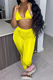 Euramerican Women Pure Color Sexy Halter Neck Pants Sets ED8514