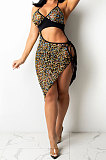 Euramerican Fashion Sexy Irregluar Condole Belt Hollow Out Split Bandage Mini Dress XZ5309