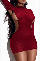 New Women Wholesale Long Sleeve O Neck Hollow Out Hip Dress WX024
