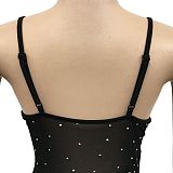 Euramerican Fashion Women Sexy V Collar Mesh Spaghetti Perspectivity Bling Bling Condole Belt Irregular Mini Dress XZ5575