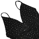 Euramerican Fashion Women Sexy V Collar Mesh Spaghetti Perspectivity Bling Bling Condole Belt Irregular Mini Dress XZ5575