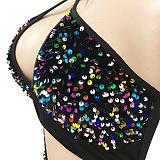 Euramerican Fashion Sexy Irregluar Condole Belt Hollow Out Split Bandage Mini Dress XZ5309